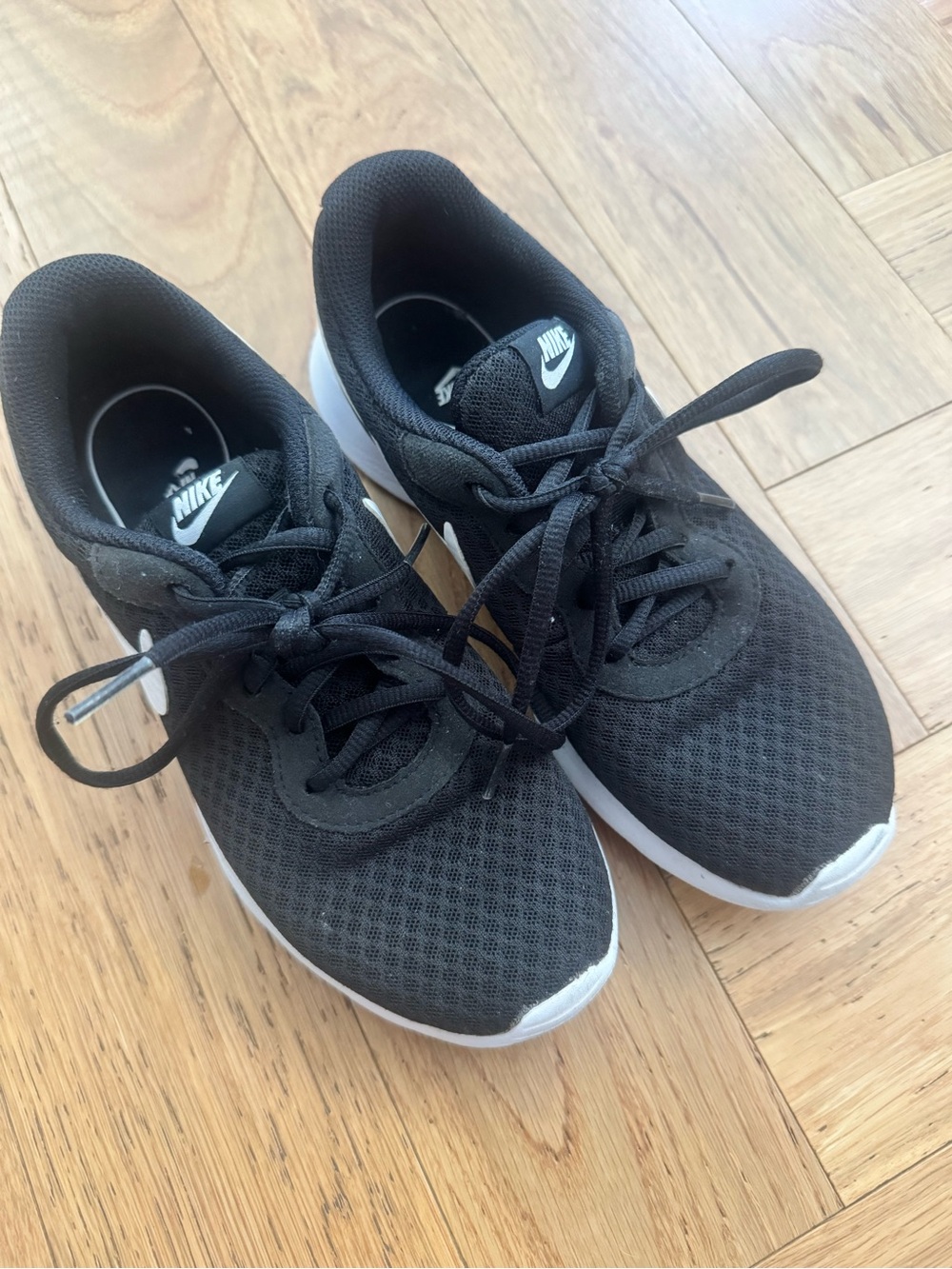Nike Women's Black Mesh Athletic Sneakers with White Soles